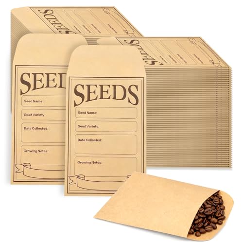 100 Stück Kleine Braune Wiederverschließbare, Münze Umschläge Taschen, Papiertüten Klein für Saatgut Aufbewahrung Selbstklebende Kraftpapier Tüten für Süßigkeiten,Kaffeebohnen 8X12CM