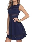 Design: Ärmelloses Kleid in A-Linie, Rundhalsausschnitt, offener Rücken, hohe Taille, über Knielänge, schmale Passform. Das ausgehöhlte Design mit weichem Stoff zeigt Ihren charmanten Geschmack, der schlanke Stil verschönert Ihre Arme und Beine, Zeigen Sie Ihre Kurven perfekt.