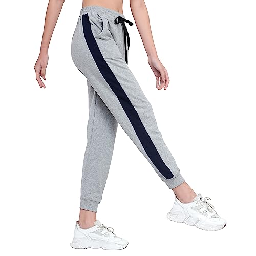 Image of BLUE STAR SHARK Women's Cotton Loopknit Track Pants | Comfortable Lounge Pants for Summer | Casual Pyjamas, Nightwear, Gym, Yoga, Sports, Running | Relaxed Fit Everyday Comfort