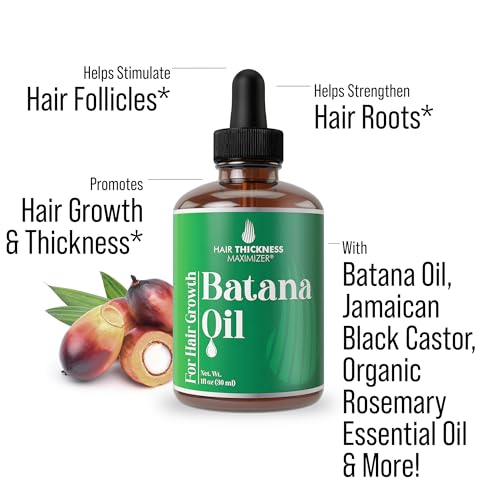 Batana Oil for Hair Growth – Honduran Oil to Strengthen & Hydrate Thinning, Dry Hair for a Healthier-Looking Scalp. For Women & Men – Vegan & Unscented 1oz Serum