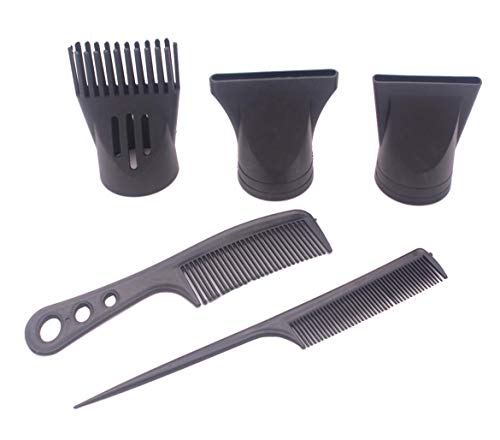 Lot de 5 buses de rechange pour sèche-cheveux et de peignes à cheveux, buse de concentrateur rechange, buse plate de séchage des cheveux, pour un diamètre de 4 à 4,8 cm, noir