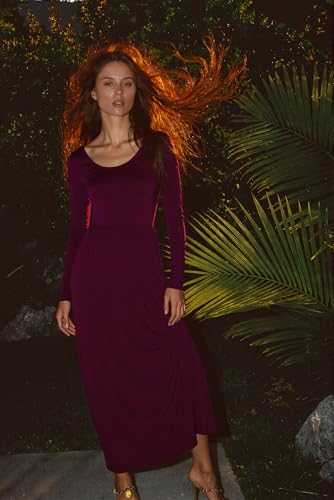 Image of EUOVMY Women's Long Sleeve Loose Maxi Dresses Casual Long Dresses with Pockets