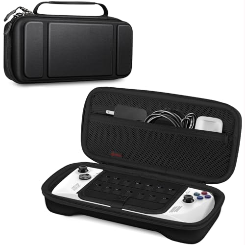Fintie Funda Compatible con ASUS ROG Ally 7', [Resistente a los Golpes] maletín rígido con 14 Ranuras para Tarjetas y Correa de sujeción para ASUS ROG Ally y Accesorios, Color Negro