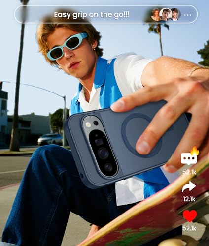 Image of FNTCASE for Google Pixel 10 & 10 Pro Case: for Pixel 9 & 9 Pro Case | Magnetic Matte Shockproof Rugged Translucent Phone Cover - Military Grade Drop Proof Sturdy Slim Protective Cases (6.3 inch /Blue)