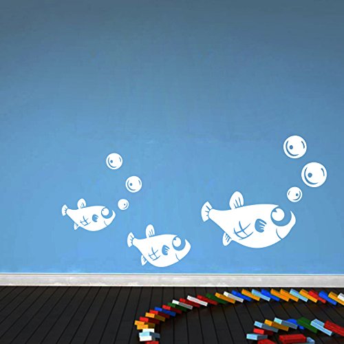 DECOR Kafe Home Decor Gloup! Gloup! Fish Wall Sticker, Wall Sticker for Bedroom, Wall Art, Wall Poster (PVC Vinyl, 134 X 66 cm)