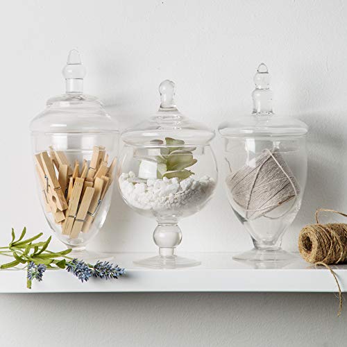 Palais Glassware Clear Glass Apothecary Jars - Set Of 3 - Wedding Candy Buffet Containers (Small, Clear) #TOP3