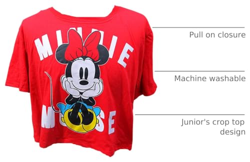 Image of Disney Junior Minnie Mouse Sitting Crop Top, Shirts for Girls, Red