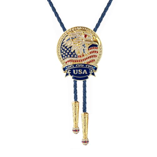 Image of GelConnie Bolo Ties for Men Women Western Cowboy Tie Mens Western Necklace Leather Necktie Gold Bolero Tie Cowboy Necklace