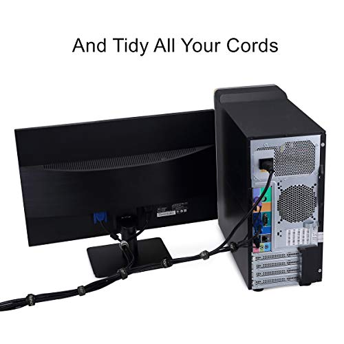 Reusable Cable Ties, Trilancer Cord Wraps, Adjustable Strap Fastener, Cable Organizer, Fastening Hook and Loop, 8 Inches, 50 PCS (Black)