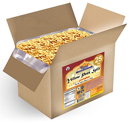 Image of Rani Yellow Peas Split, Dried (Vatana, Matar) 400oz (25lbs) 11.36kg Bulk Box ~ All Natural | Vegan | Gluten Friendly | Product of USA