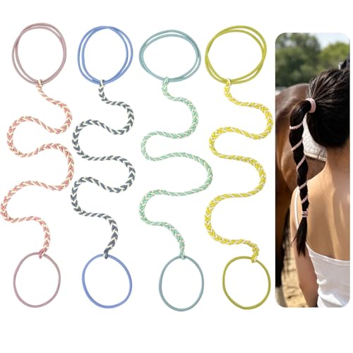 Sports Hair Ties for Women 16 4 Packs Soft Nylon Elastic Ponytail Holders for Thick Curly Fine Hair Spiral Pony Tail Wrap Tie Long Womens Accessories for Swim Riding Running Workout GYM Surf Dive
