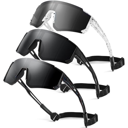 3 Pack Kids Polarized Sunglasses - Youth Baseball Sunglasses for Boys Girls Age 3-12 Sports UV Protection Goggles A15-matte Black+black / Black+black