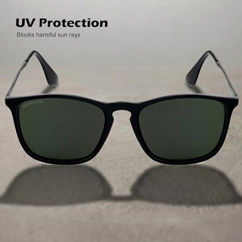 Image of ROYAL SON Polarized Stylish Sunglasses | UV Protection | Branded Retro Square | Classic | Men & Women | Medium | SG-RS8080