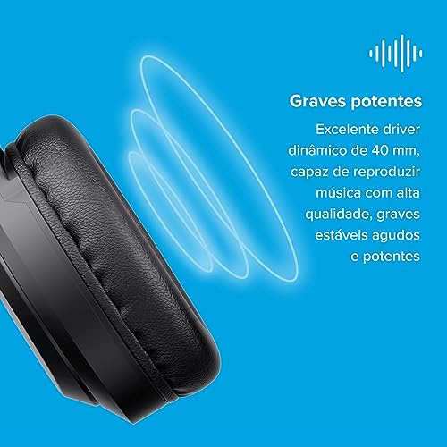 I2GO, Headphone Bass 300, Bluetooth, Microfone Integrado, Controle Multimídia, Até 10h de bateria, T