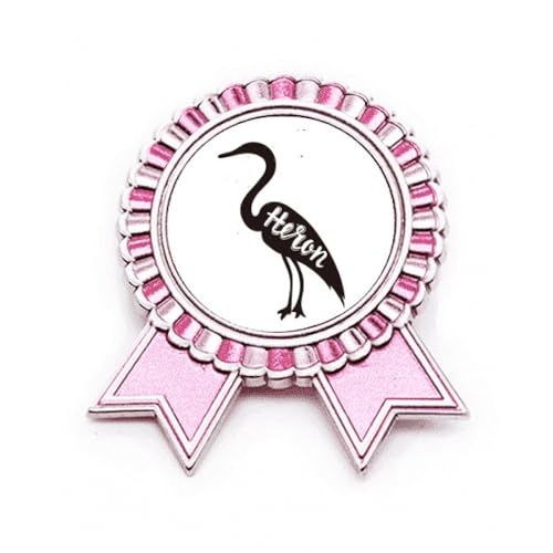Broche héron gris noir blanc en métal M idée cadeau poétique