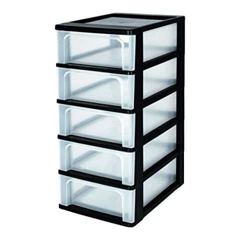 Iris Ohyama, Storage chest, Organizer, 5 drawers of 7 L, A4 size documents, see through drawers, office, living room - Organizer Chest OCH-2005 - Black Cover
