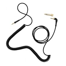 AIAIAI Coiled Black 1.5m Thermo Plastic Cable with Soft Touch Surface, Extends up to 3.2m, Perfect for DJing or Small Studio use, Comes with 1/4 to 1/8 Screw-on Adapter (Black Coiled + Adapter)