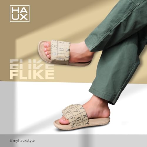 Image of HAUX Stylish Men's Sliders - Comfortable Slip-On Sandals with Modern Look | Lightweight, Durable, and Comfortable Footwear for All-Day Wear