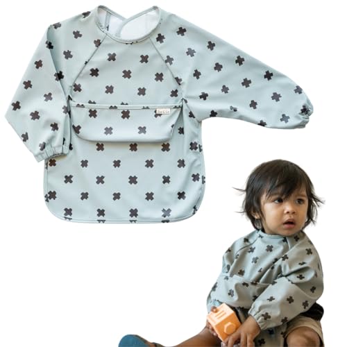 Zoe & Co Baby Bibs for Eating w/Pocket | Premium Soft Waterproof Bibs | Cute Toddler Bibs 6-36mo | Hang Dry Long Sleeve Bib