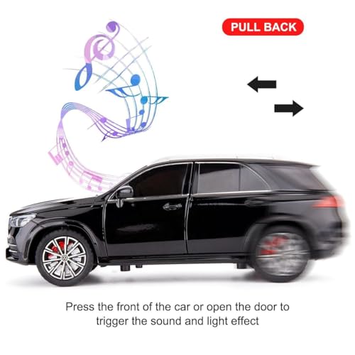 Image of Scale Exclusive Alloy Metal Pull Back | Die-cast Car Model with Sound Light Mini Auto Toy for Kids Metal Model Toy Car with Sound and Light (1.24 Scale M-Benz GLE 350-BLACK)