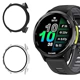 Vanrain Hülle für Garmin Forerunner 970 / Forerunner 570 47mm, 2 Stück 360° Rundum PC Case mit Schutzfolie Glas Bumper Vollständige Abdeckung Schutzhülle, Schutz Hülle Gehäuse Schwarz+Transparent