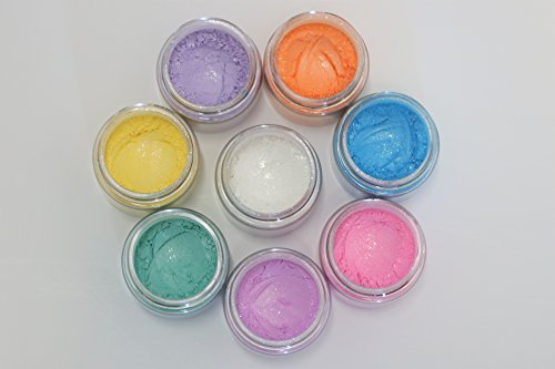Mica Cosmetic Colorants Soap Makings Bath Bomb Mineral Makeup Eye Shadow Lip Balm Slime Play Dough Nail Art Resin Jewelry | Colors of Rainbow (8Mica 5g, Pearl Set)
