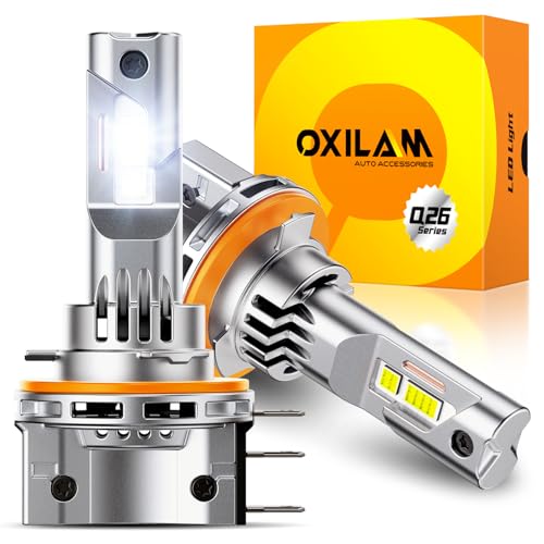 Image of OXILAM H15 DRL LED Bulbs, 1200% Brighter 6500K Cool White, 1:1 Mini Size, CANbus Ready No Flicker, IP68 Waterproof, Plug and Play, Pack of 2