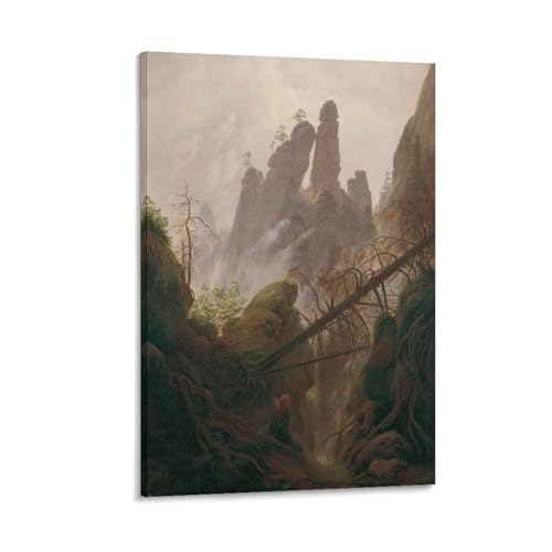Toile paysage rocheux Caspar David Friedrich pour habiller un petit mur vide 20x30cm