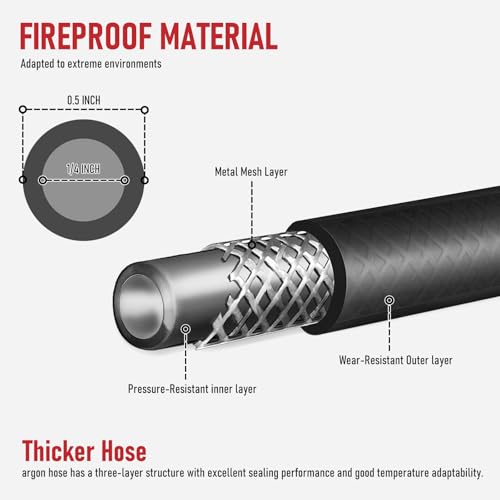 Image of RX WELD Inert Gas Welding Hose - Argon Flow Hose (Black, 30FT)