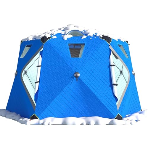 SciAza ice Fishing Tent ice Fishing shelter Insulated 6-8 Person Outdoor Warm and Anti-Cold Ice Fishing Tent with Ice Fishing Mat(Color:2)