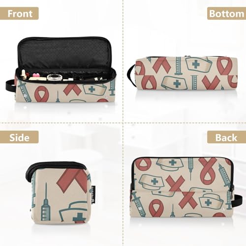 Estuche de viaje 2 en 1 para plancha y rizador con alfombrilla resistente al calor, organizador de accesorios para peinado, bolsa retro médica para mujeres miniatura 5