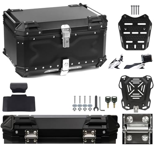EMT-BOX �e��65L PCX��p �{�b�N�X&�L�����A �Z�b�g �u���b�N New�X�e�����X�q���W�^�C�v �o�b�N���X�g�t �A���~�������Ŋ��I �x�[�X�v���[�g�t ��e�� �t���t�F�C�X�Ή� ��t,���E���ȒP ���A�{�b�N�X �g�b�v�P�[�X (BOX-65-BK