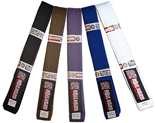 ROLL HARD Brand - Brazilian Jiu Jitsu Belts and Sizes (White, A6)