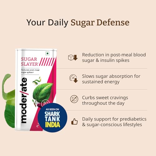 Moderate Sugar Slayer| Combo Pack Of 2 | Ayurvedic Sugar Management Tablets | Mulberry, Gymnema, Cinnamon & Apple Extracts | Reduces Post-Meal Sugar Spikes | Plant-Based Supplement | 30 Tablets