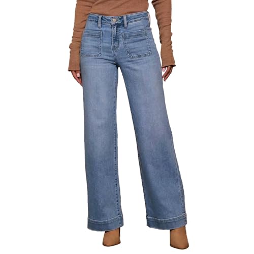 Jeans femme coupe droite large et fluide idéal pour aller travailler en ville