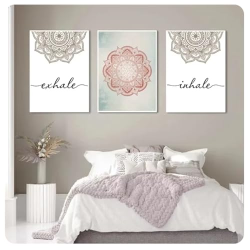 Impression sur toile HD mandala bohème zen 40x50 cm pour décoration de salon
