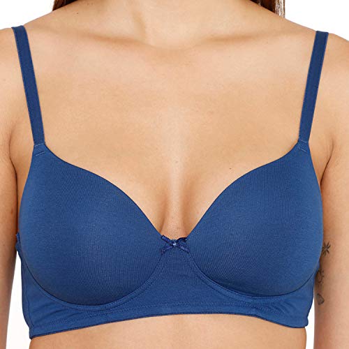 Image of Zivame Padded Non Wired 3 /4th Coverage T-Shirt Bra- Navy Peony