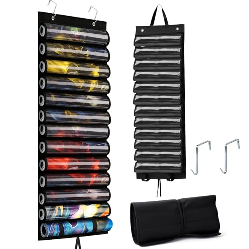 great dachong Playmat Tube Storage Bag, Transparent Portable Playmat Case for Game Mat and Tubes, Over-the-Door Design with 2 Hooks, Hangable Playmat Holder with 12+1 Slots