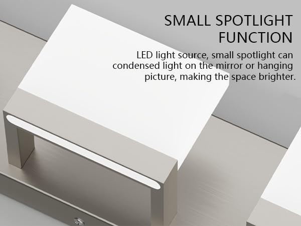 Image of Tipace Brushed Nickel Modern Vanity Light Fixtures 4 Lights LED Bathroom Lights Up and Down Bathroom Wall Lighting Over Mirror(White Light 6000K)