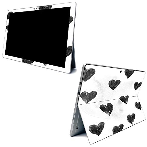 Image of MightySkins Carbon Fiber Skin for Microsoft Surface Pro 7 - Ink Hearts | Textured Carbon Fiber Finish | Easy to Apply, Remove, and Change Styles | Made in The USA