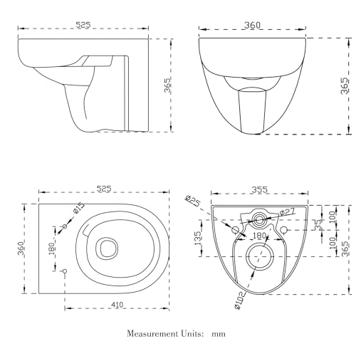 AICA Wand WC spülrandlos Hänge WC mit Lotus Effekt Soft Close Toilette Einfach Abzunehmender Sitz Weiß Rund Modernität丨415 – Bild 3