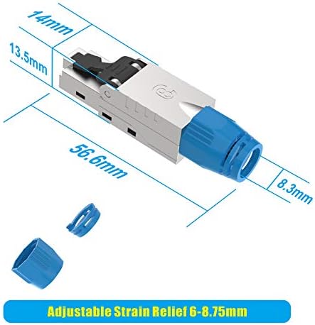 VCE RJ45 Connector Tool-Free for Installation Cable Cat8 Cat7A Cat7 Cat6A Network Plug Field Ready Shielded 40 Gbps 2000 MHz 4Pack