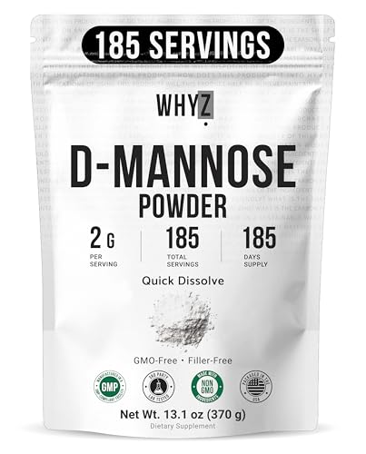 D-Mannose Powder Quick Dissolve Pure Premium Mannose Supplement Essential Powder for Supports Urinary Tract and Bladder Quick Water Soluble Formula for Drinks and Smoothies Vegan Zero-Additives 370g