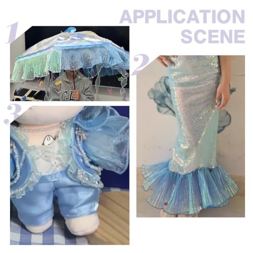 Tissu transparente en organza premium avec dentelle rétro turquoise