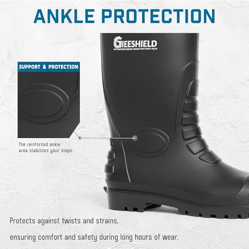 Image of PVC Rain Boots for Men And Women - Waterproof Slip-Resistant Rubber Work Boots, Seamless Durable Tall Knee Boots for Agriculture, Gardening, Fishing, Industrial & Outdoor Work