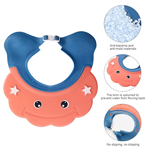 Image of 2 Pcs Baby Shower Cap Adjustable Girls Boys Hair Washing Shield Waterproof Ear Protective Shampoo Hat Soft Bath Head Cap Visor
