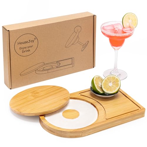 HouseJoy Margaritas Salt Rimmer Set Bar Glass Rimmer for Margaritas and Cocktail Sugar and Salt Rimmer for Wide Glasses with Magnetic Lid Bar Cart Accessories Salt Storage
