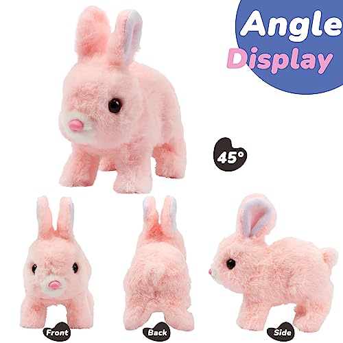 KASTWAVE Interactive Electronic Pet, Hopping Rabbit Plush Bunny Toy with Sounds Movements Animated Walking Wiggle Ears Twitch Nose Gift for Toddlers Birthday, Stuffed Animal Electric Gift
