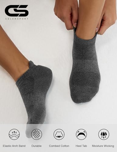 Image of CS CELERSPORT 6 Pairs Ankle Athletic Running Socks Low Cut Sports Tab Socks for Men and Women
