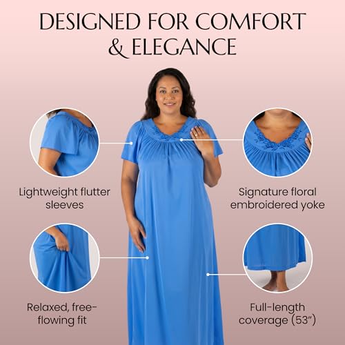 Image of Shadowline Women's Petals 53 Inch Short Flutter Sleeve Long Gown